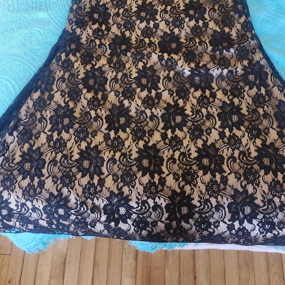 Stunning Cream Gown with Black Lace Detail - Picture 2 of 3